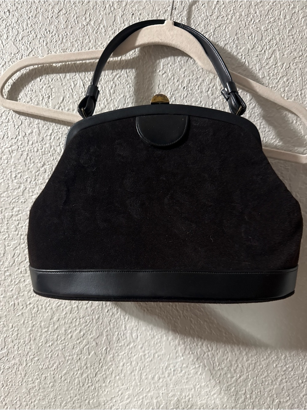 Vintage Souré Bag New York Classic Brown Black Suede Top-Handle Bag